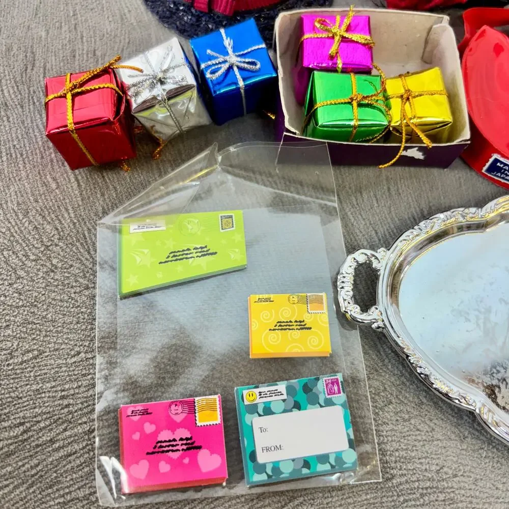Fashion Doll Accessories Mixed Lot Hats Earrings Tray Red Bag Gifts Mail 16